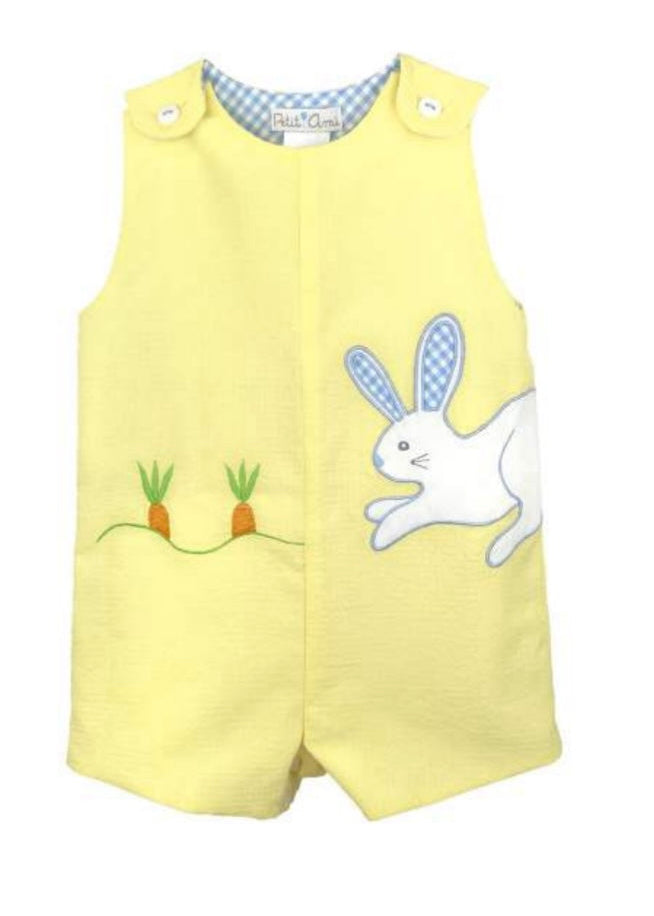 Yellow Sunsuit w/ Bunny & Carrot Appliqué