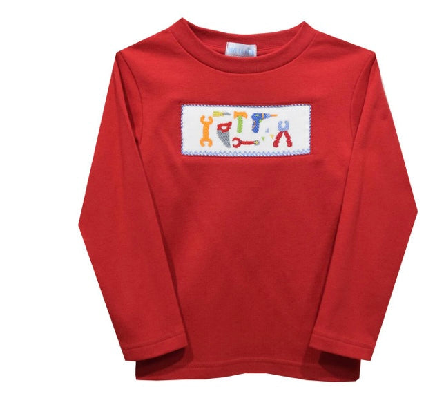 Tools red smocked shirt