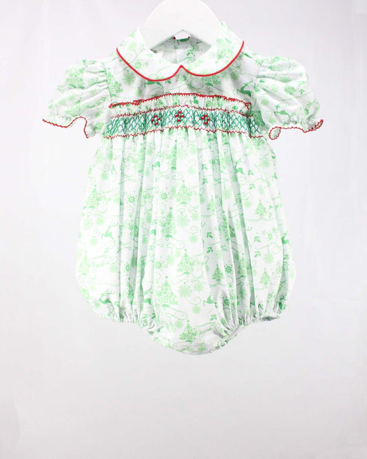 Green Christmas Toile Claire Bubble