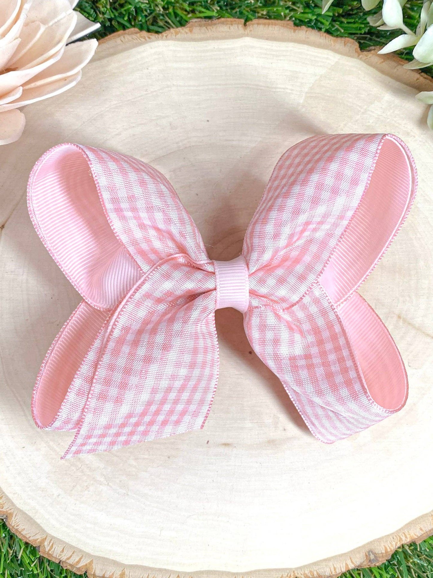 Pink Gingham Classic Boutique Hair Bow
