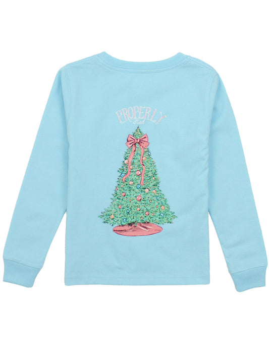 Powder Blue Girls Merry And Bright LS Shirt