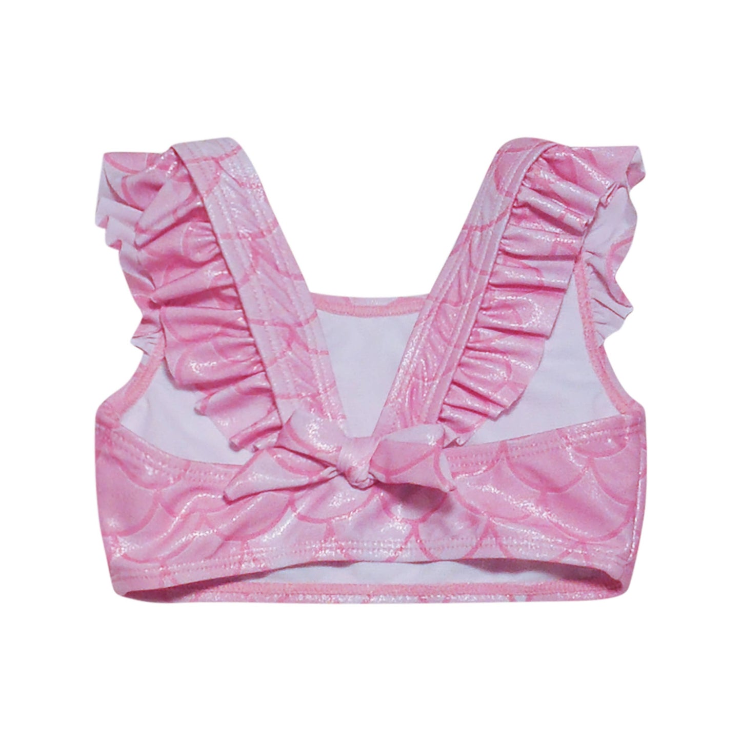 UPF 50+ 3 piece Mermaid Swim Set w/ Ruffle Shoulders Pixie Scales Pink