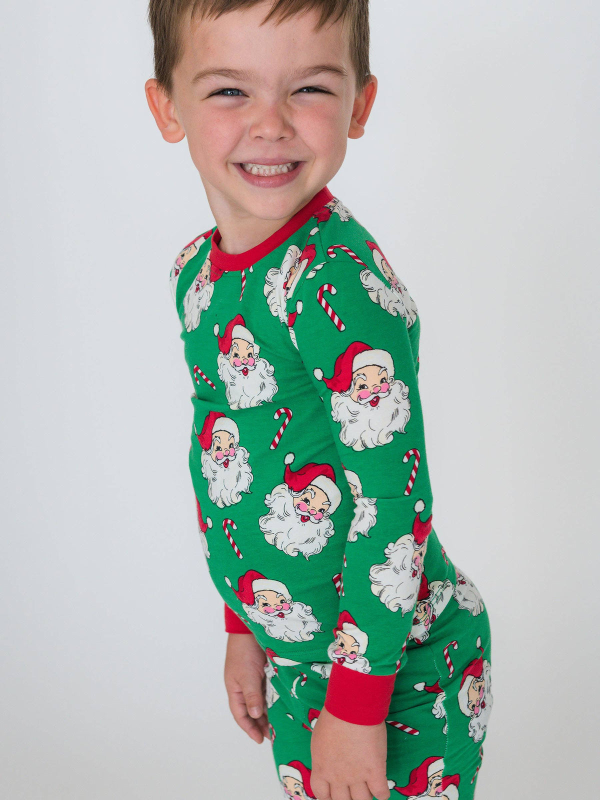 Green Santa Joy Long Sleeve Pajama Set