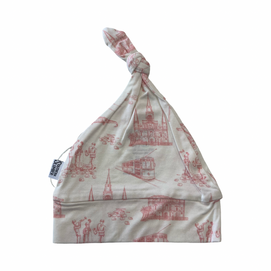 Nola Pink Toile Bamboo Knotted Hat