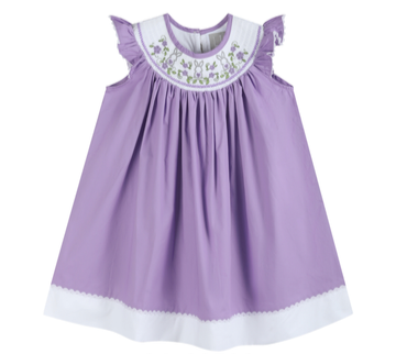 Purple Easter Bunny Smocked Bishop Dress