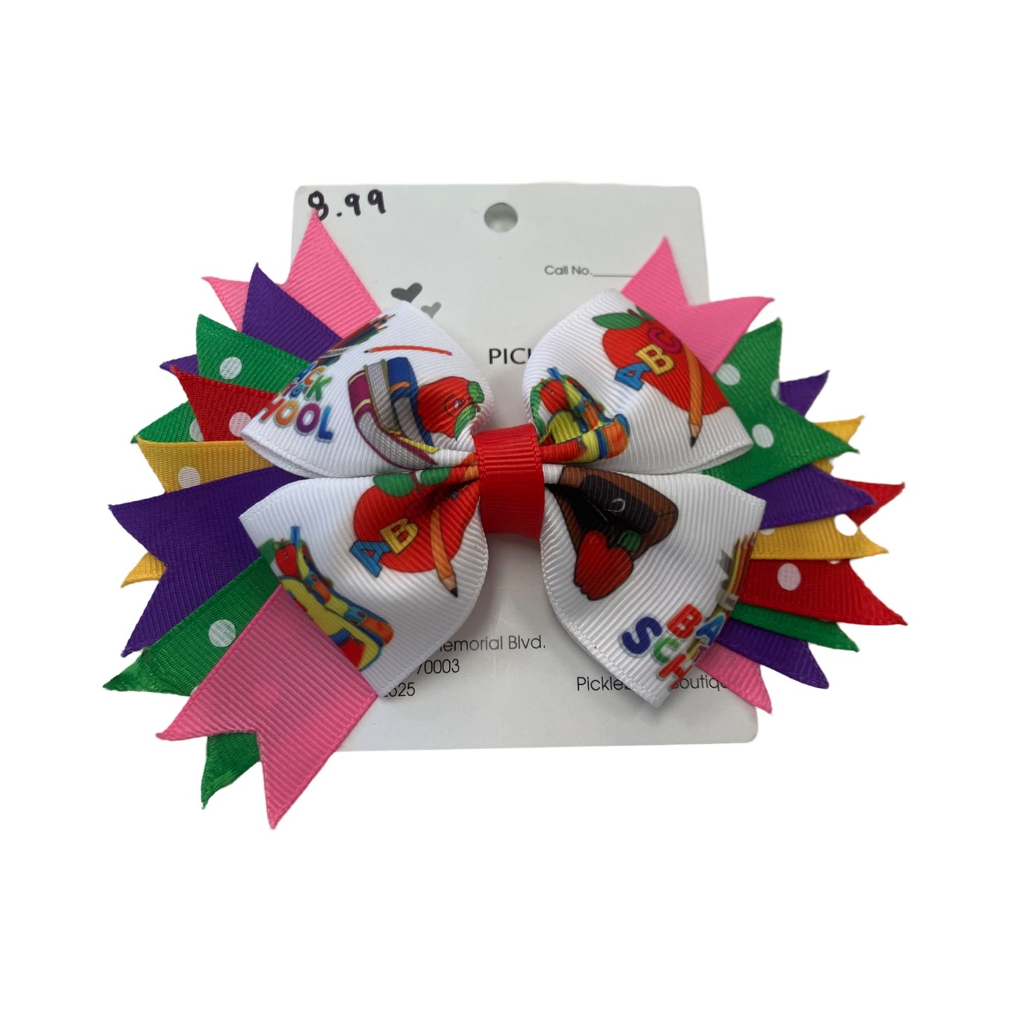 Back to school rainbow bow