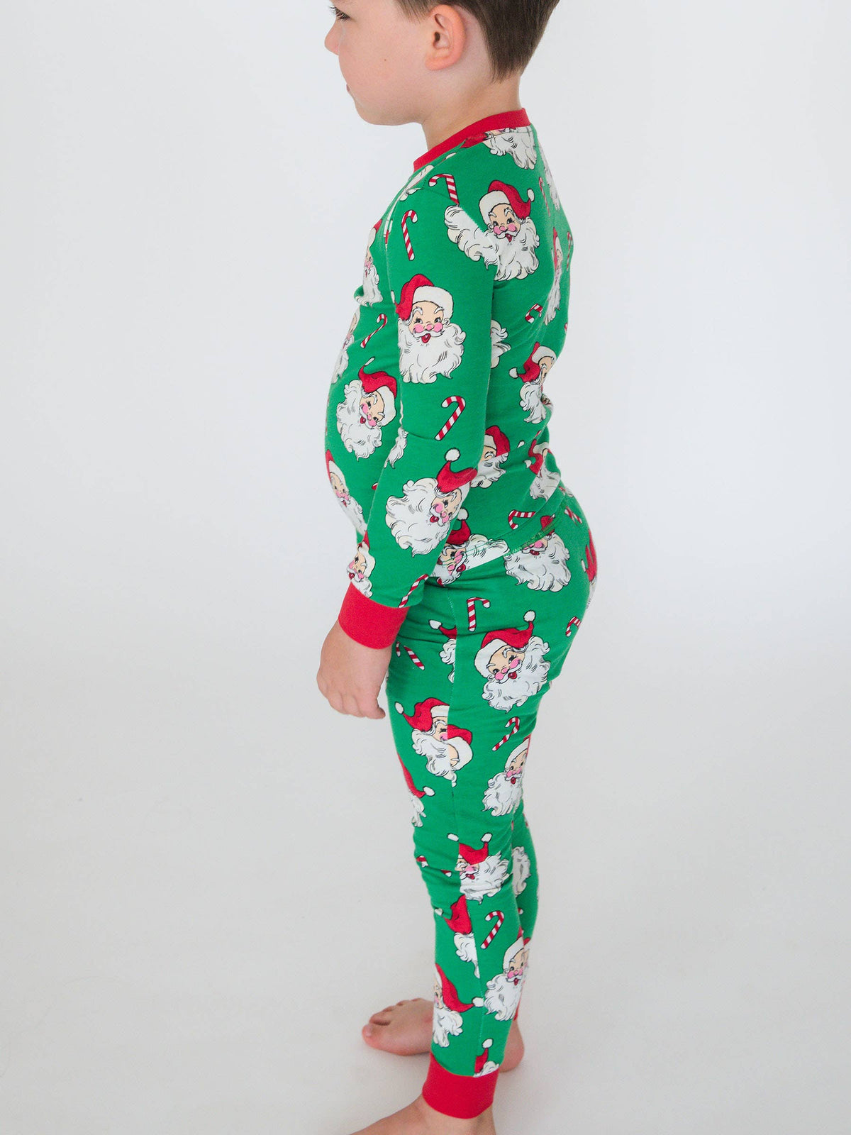 Green Santa Joy Long Sleeve Pajama Set