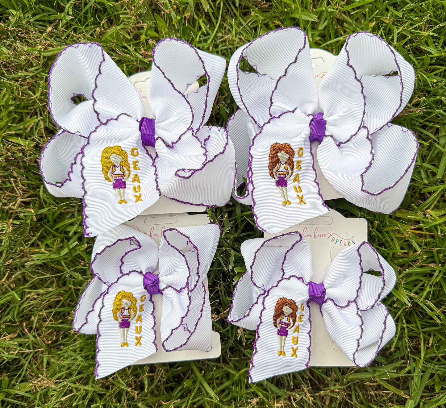 GEAUX Game Day Girl Embroidered Bow / 5.5 inch