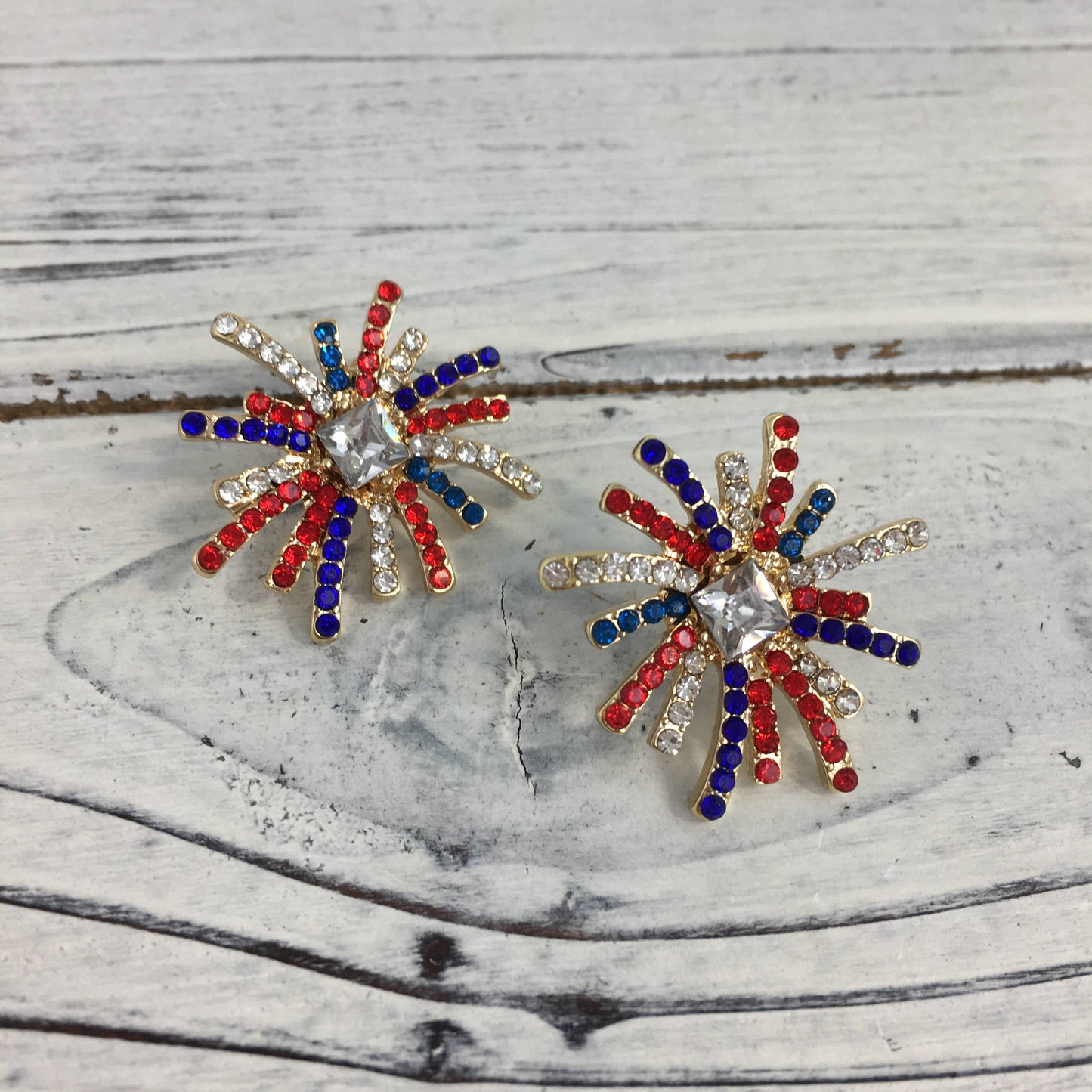 Patriotic fireworks post earrings 