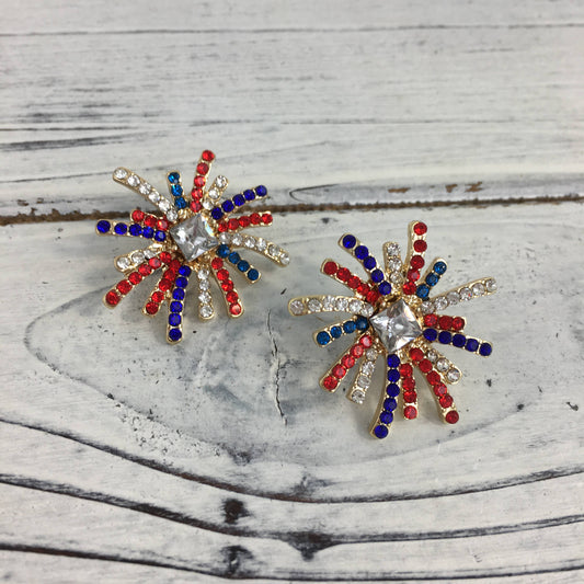 Patriotic fireworks post earrings 