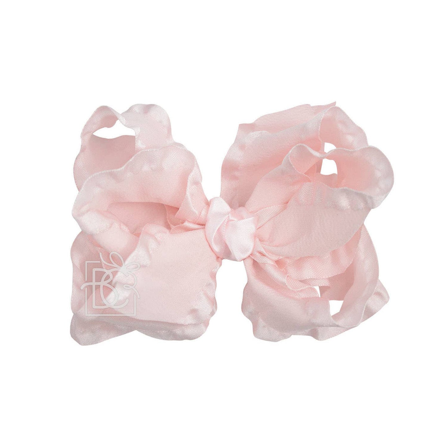 DOUBLE RUFFLE BOW ON CLIP: / LIGHT PINK