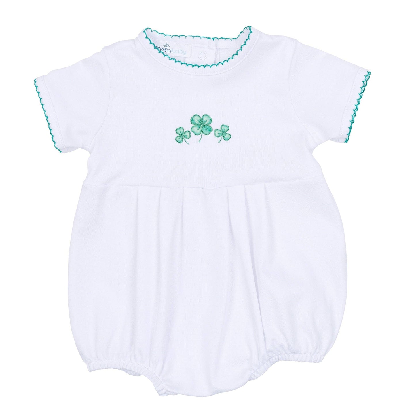 Lucky Little Ones Embroidered Short Sleeve Bubble - Green