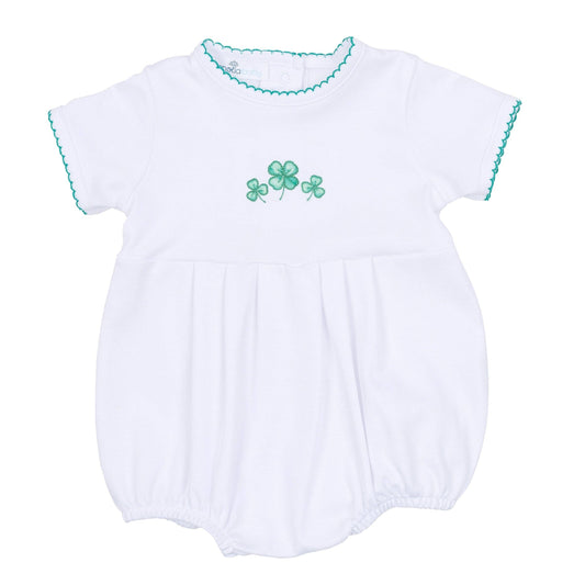 Lucky Little Ones Embroidered Short Sleeve Bubble - Green