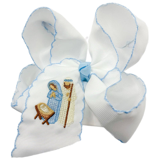 Away In a Manger Embroidered Hair Bow