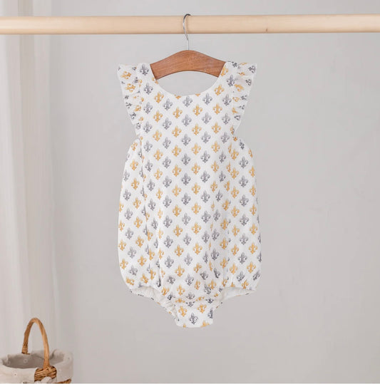 Black & Gold Fleur De Lis Organic Muslin Bubble