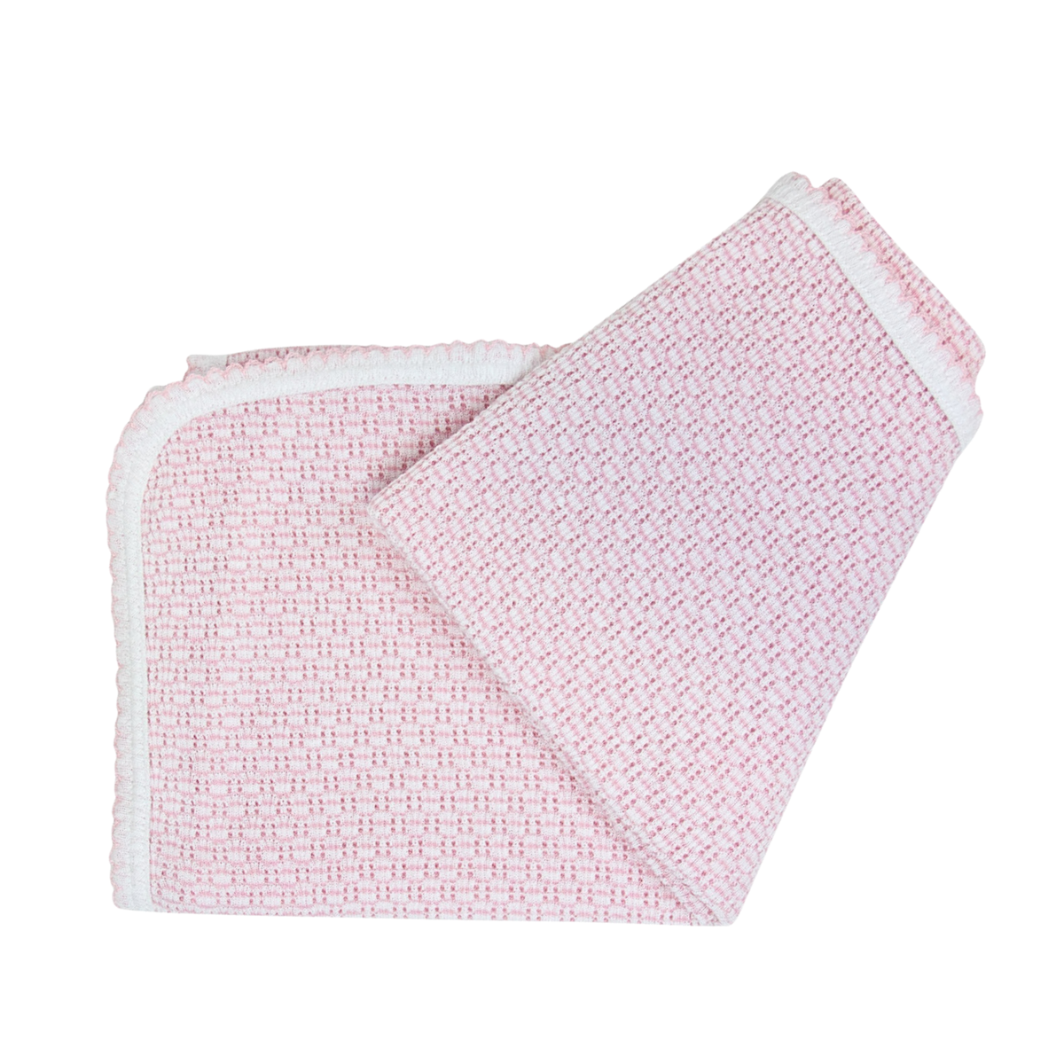Paty Pink Knit Solid Color Swaddle Blanket: With Bow / Pink w/ Pink Trim