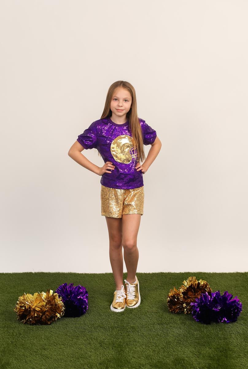 Lsu sequin helmet shirt