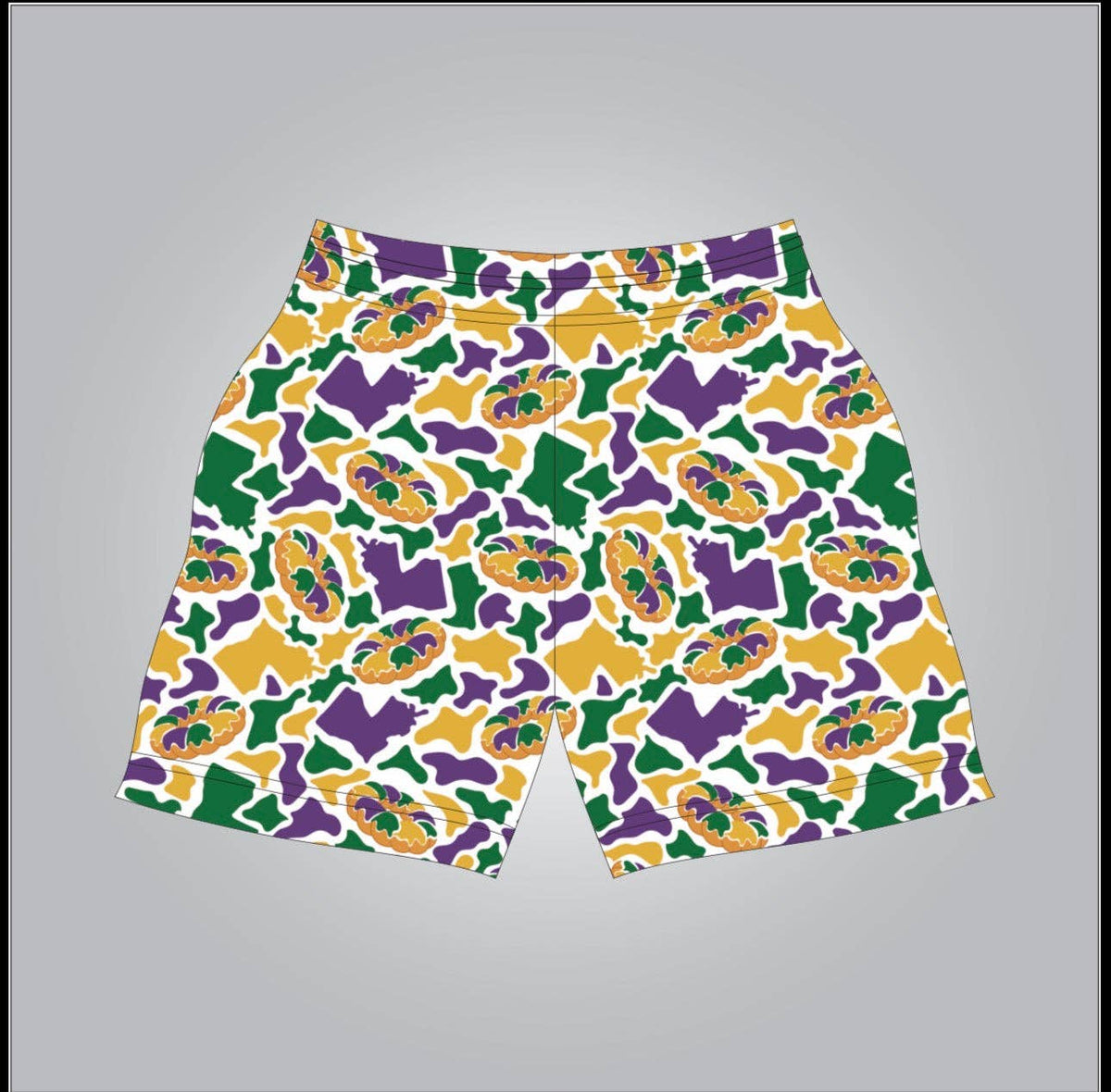 Mardi Gras Camo shorts