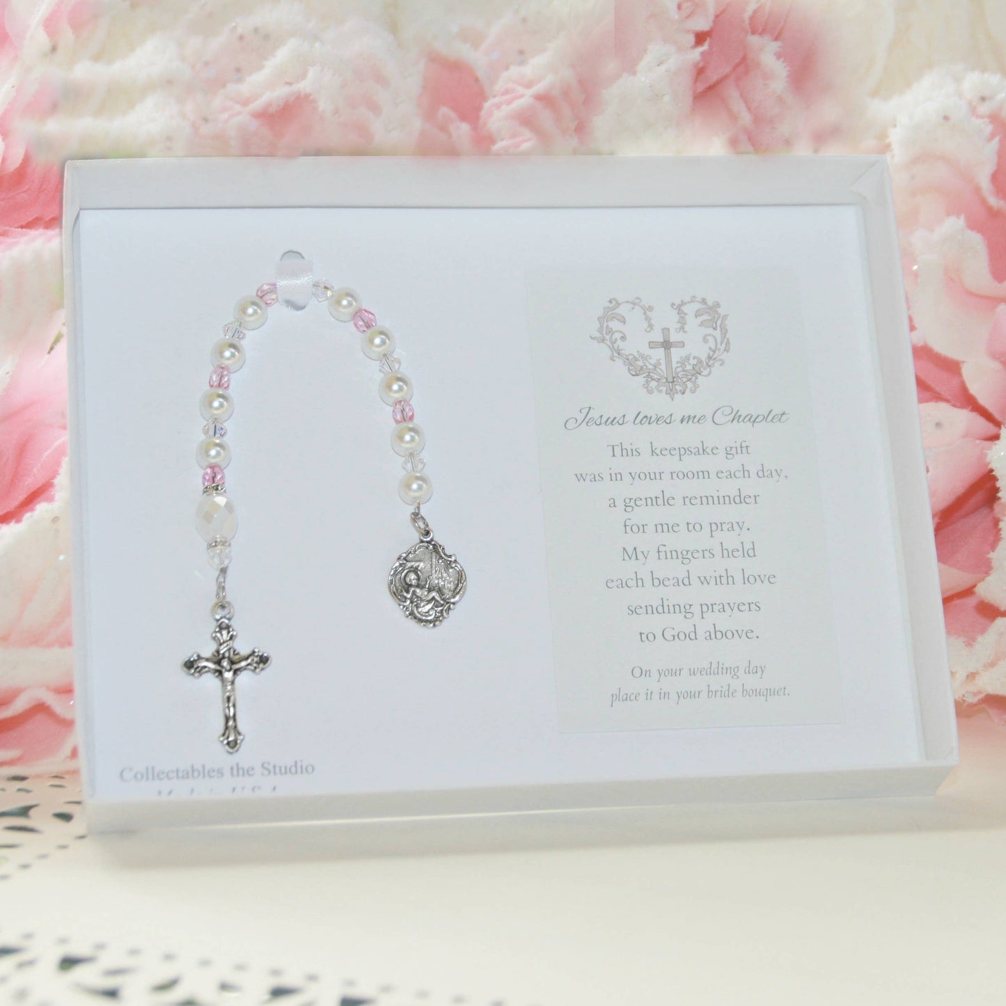 Chaplet Keepsake Jesus loves Me for Baby Girl