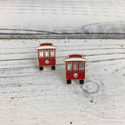 Streetcar post earrings red