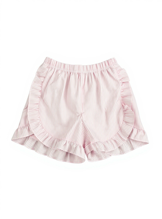 Pink Stripe Ruffle Shorts