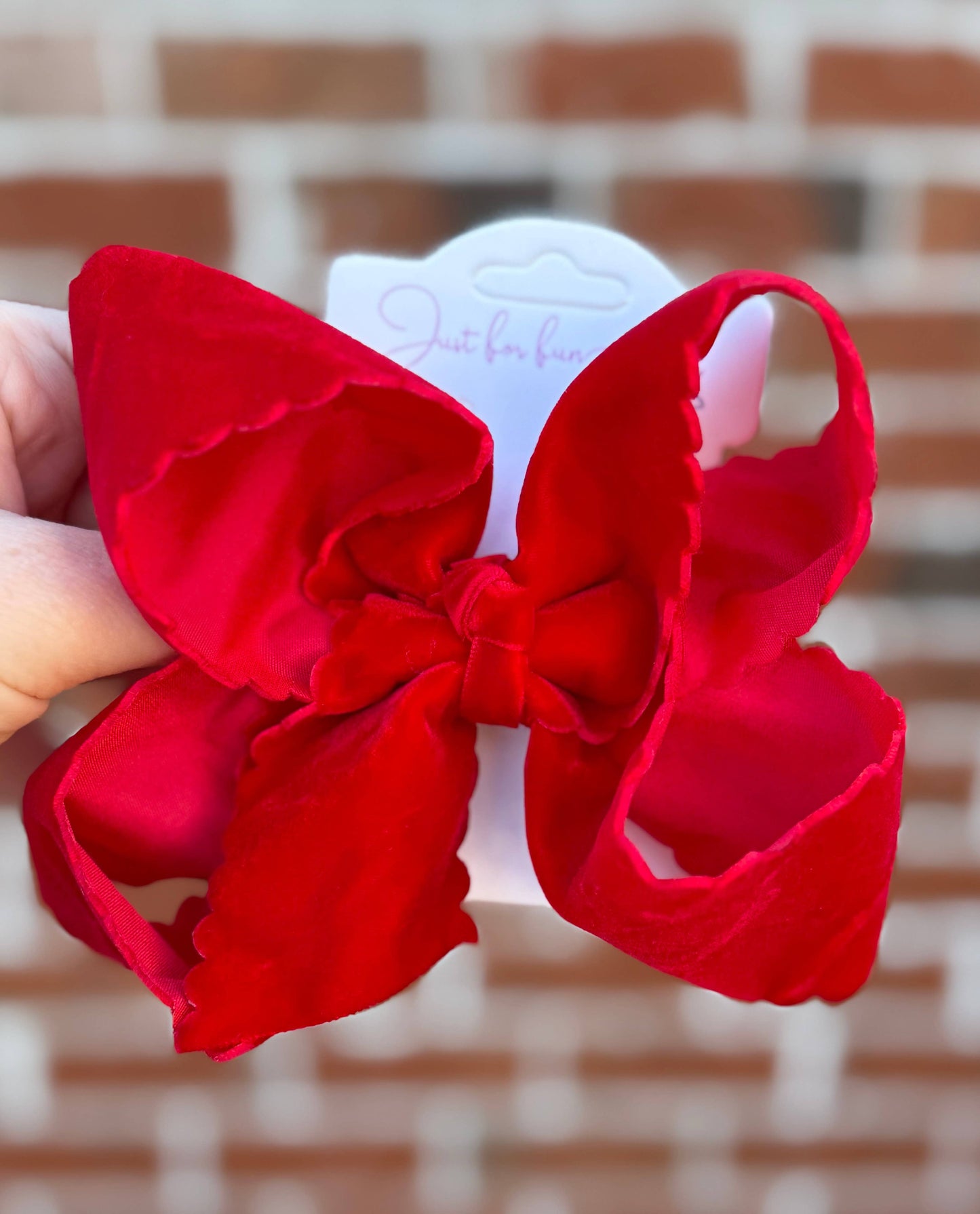 Holly Red Velvet Scallop Bows