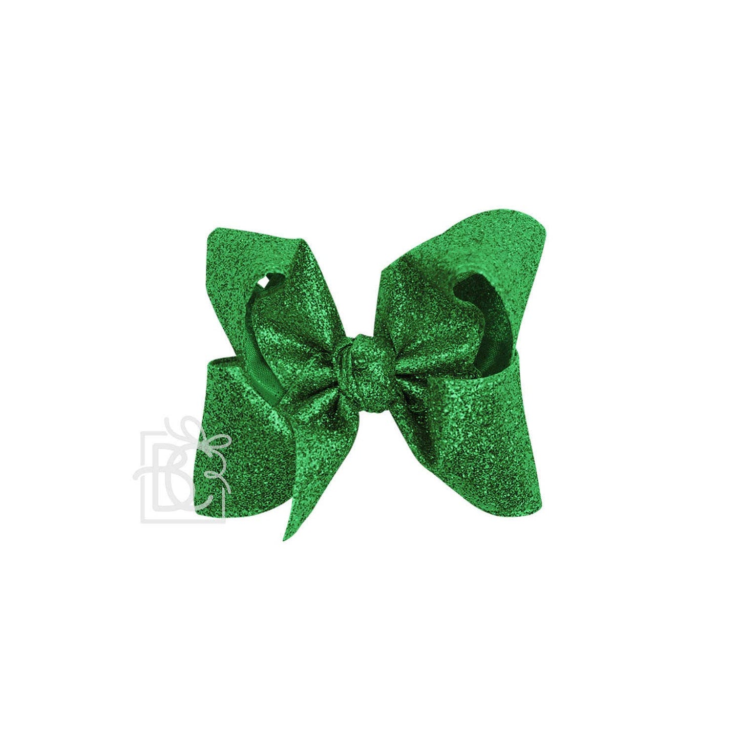 GREEN GLITTER METALLIC BOW ON CLIP