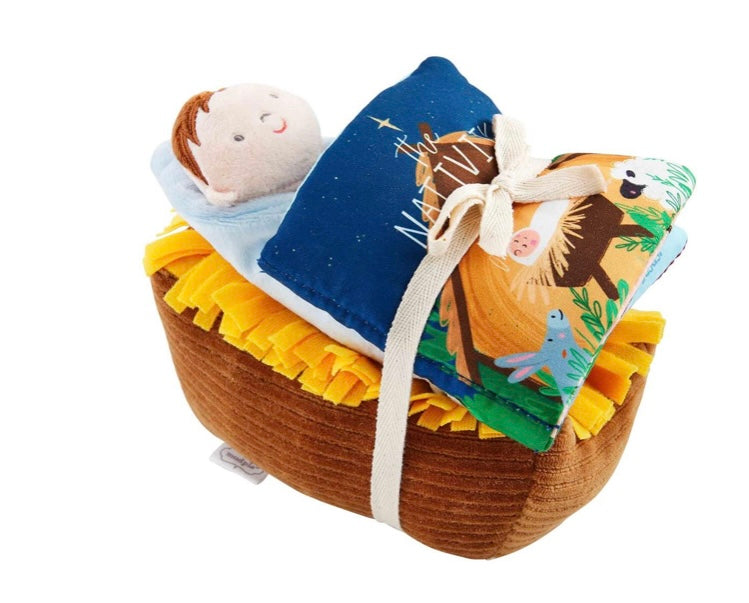 Nativity book and singing baby Jesus set