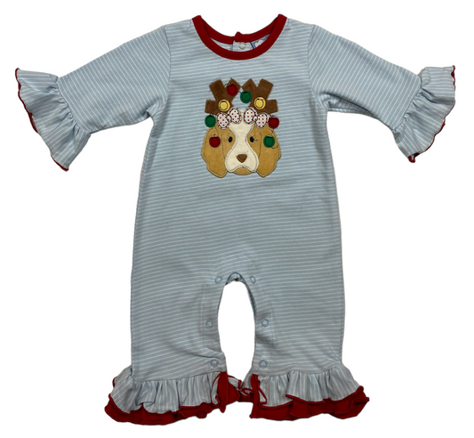 christmas puppy girl romper