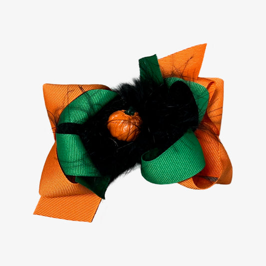 Green and Orange Feather bow