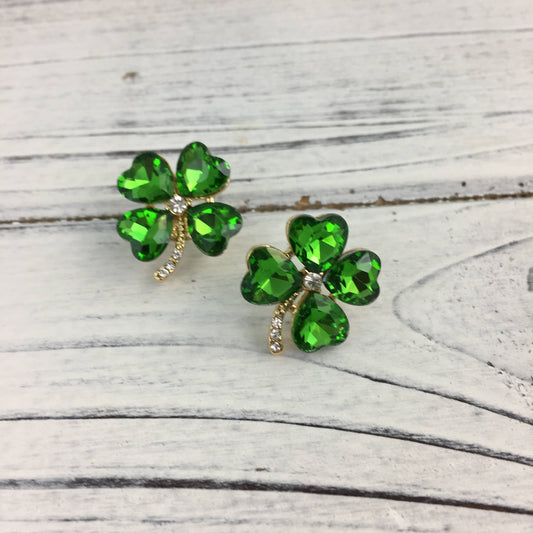 Four Leaf Clover Stone Post Earrings