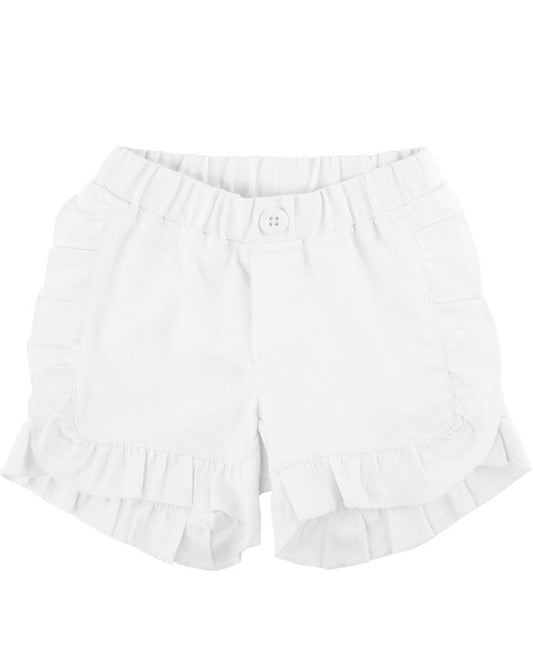 White Ruffle Trim Woven Shorts