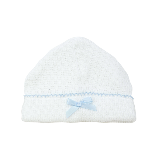 Paty Knit Saylor Beanie with Blue Trim : No Bow