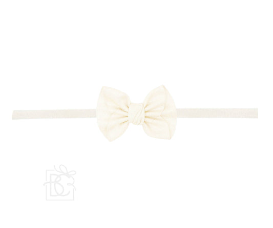 1/4" PANTYHOSE HEADBAND W/ 2.5" MINI ANNE BOW: Antique White