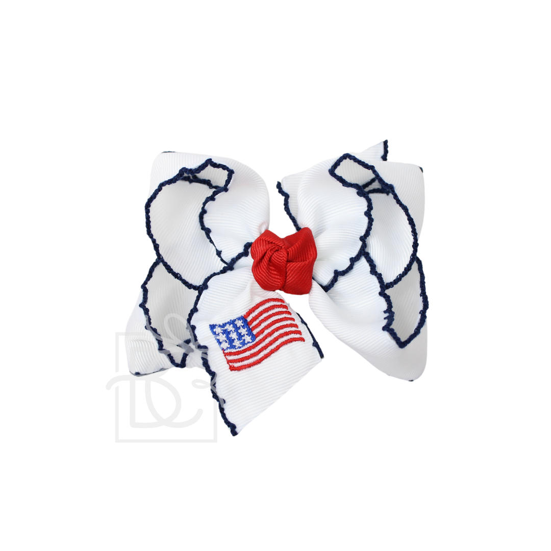 EMBROIDERED PATRIOTIC CROCHET EDGE BOW