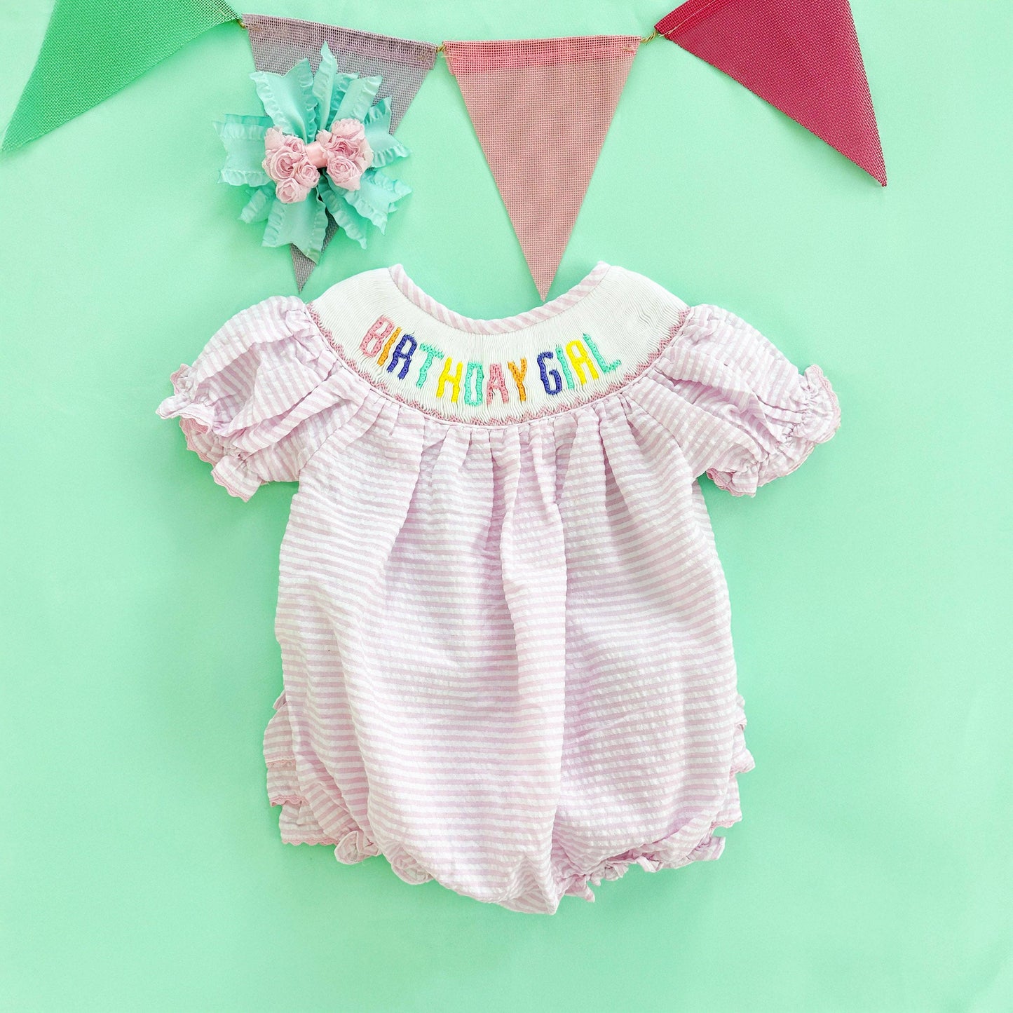 Smocked Birthday Girl Bubble