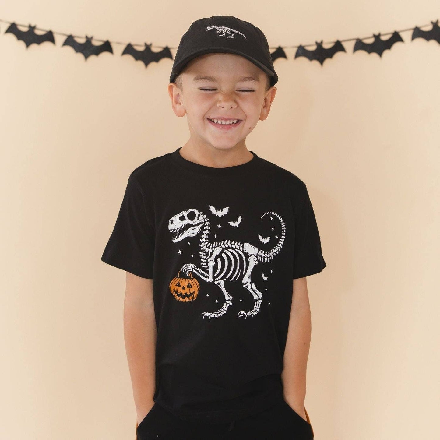 Dinosaur Skeleton Halloween Short Sleeve T-Shirt