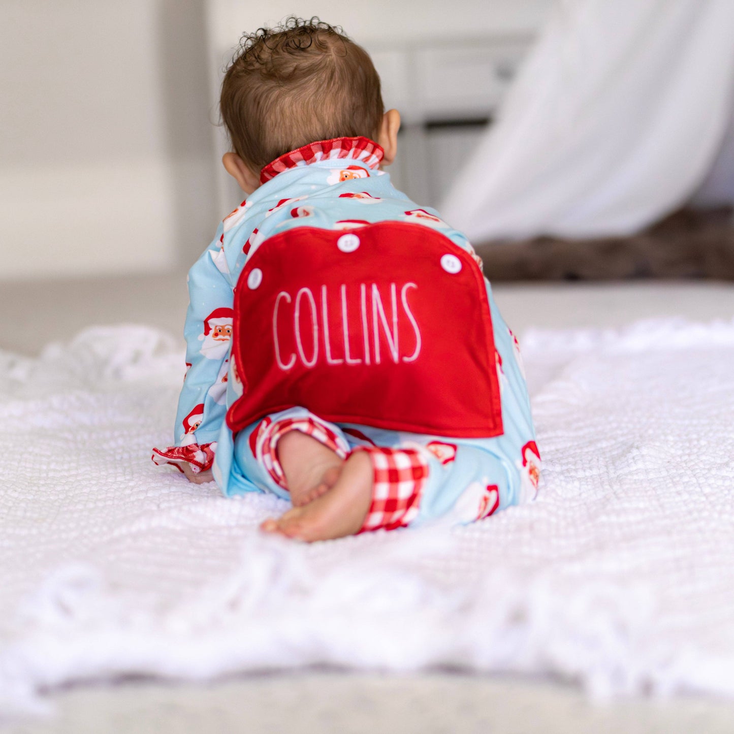 Vintage Santa Baby Girl Ruffle Buttflap Pajamas