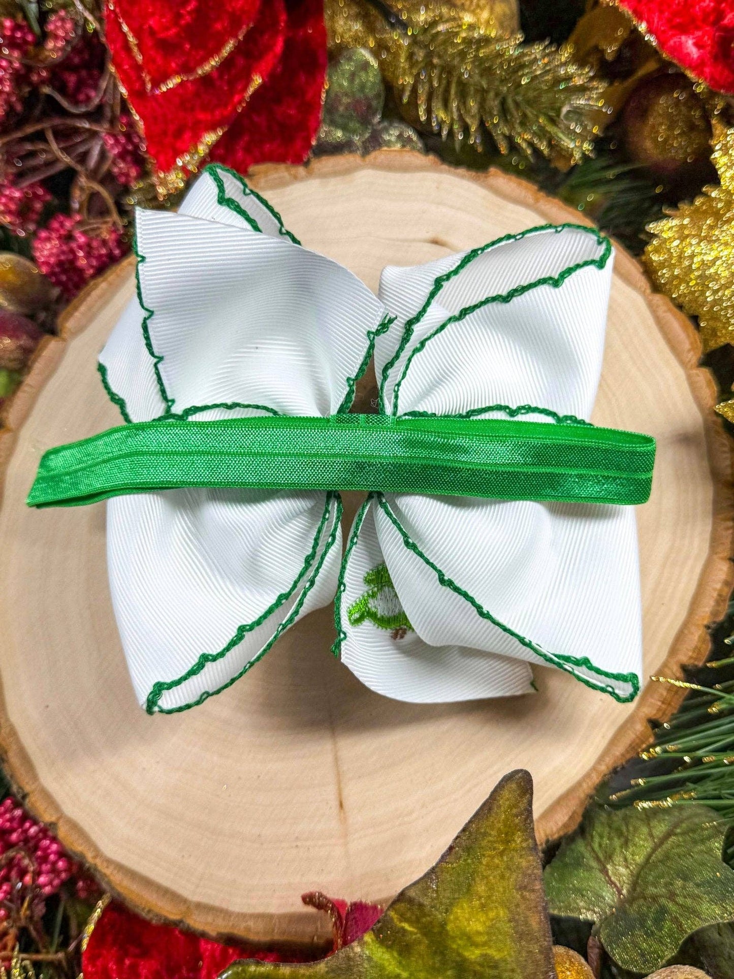 Christmas Tree Embroidered Headband