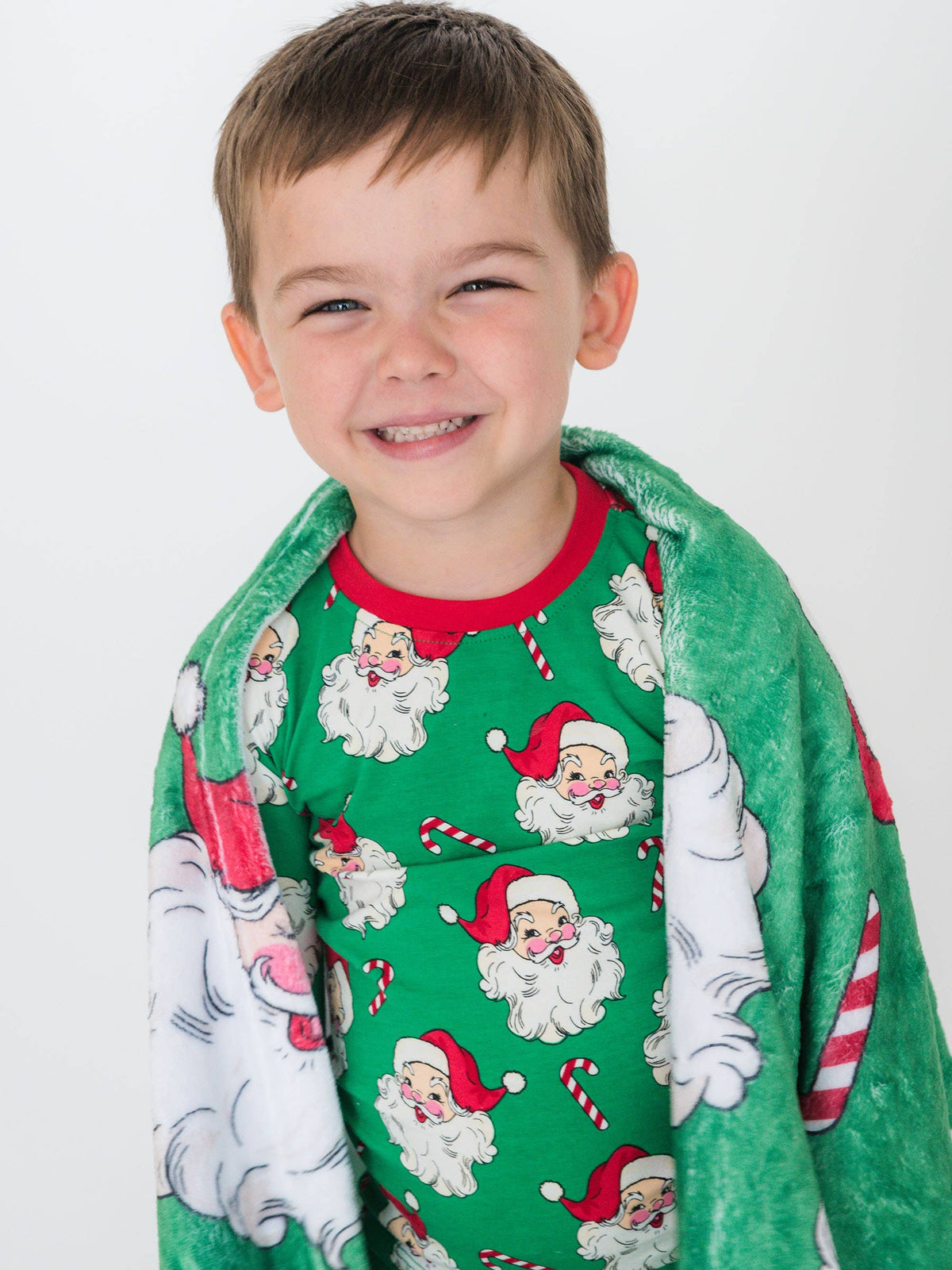 Green Santa Joy Long Sleeve Pajama Set