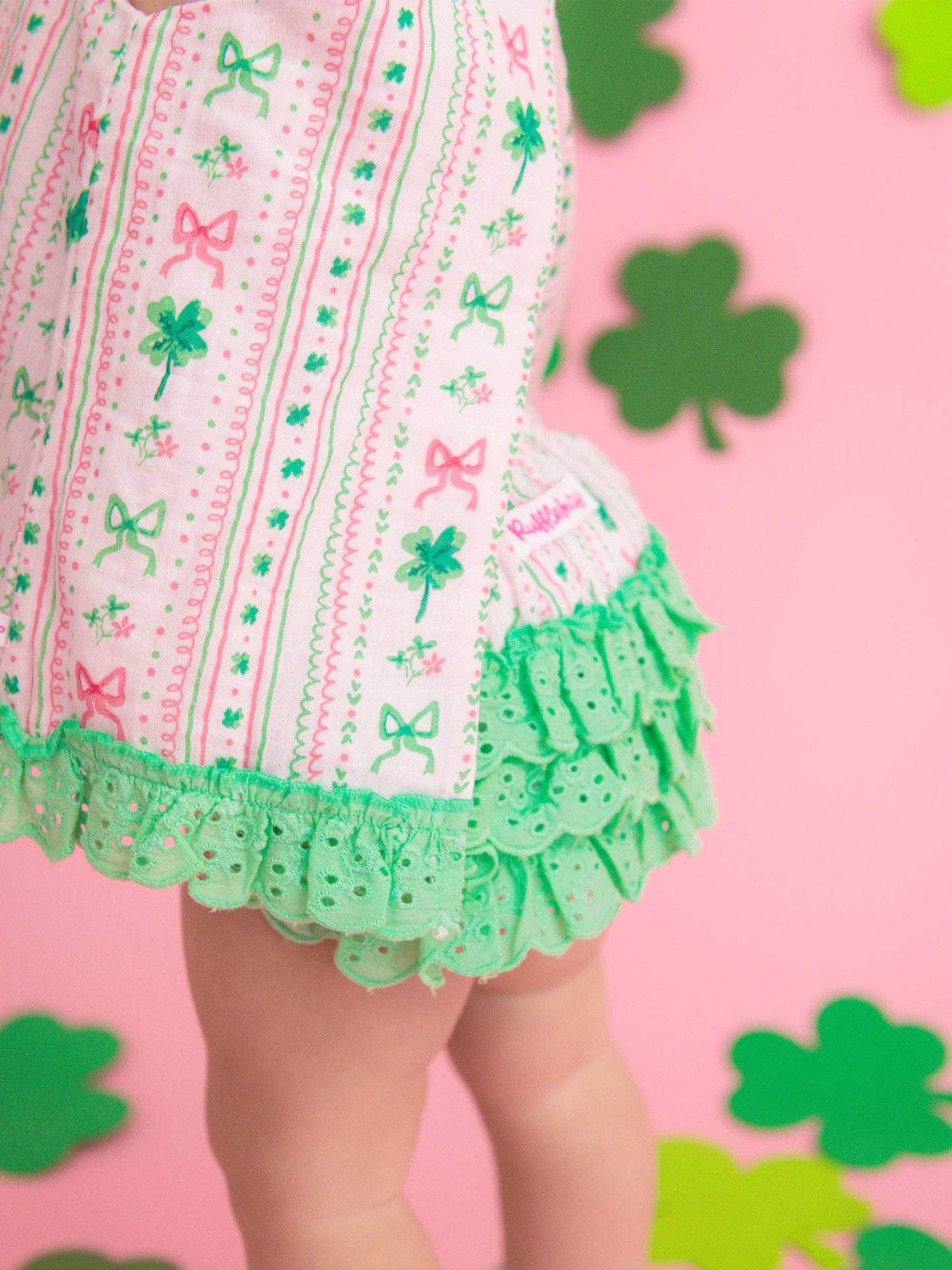Baby Girls Clover Bows & Wishes Cotton Gauze Swing Top & Bloomer Set