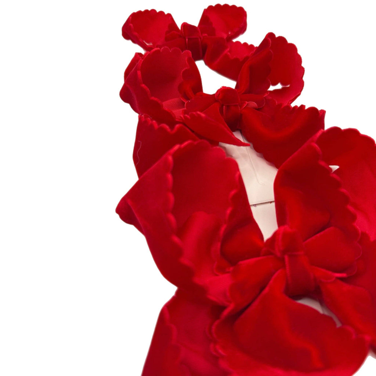 Holly Red Velvet Scallop Bows