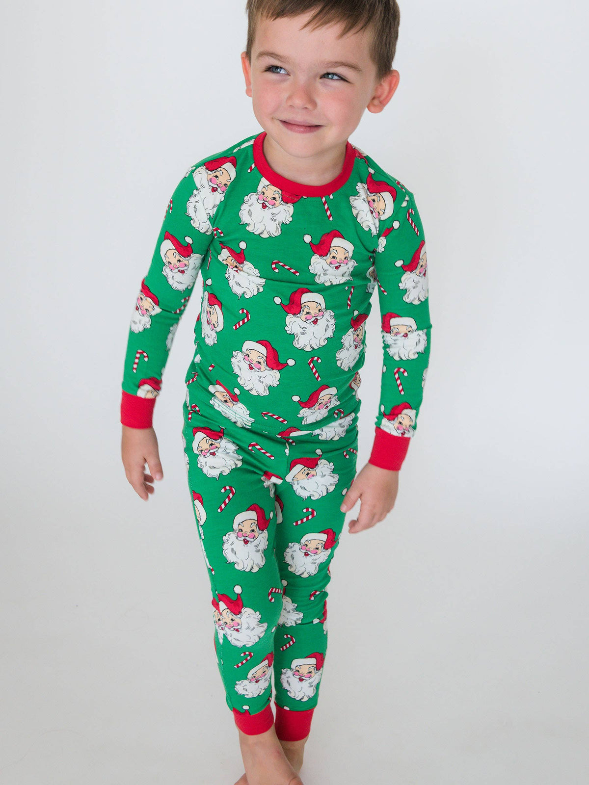 Green Santa Joy Long Sleeve Pajama Set