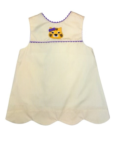 Yellow tiger ric rac scallop dress