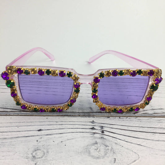 Mardi Gras rhinestone sunglasses purple