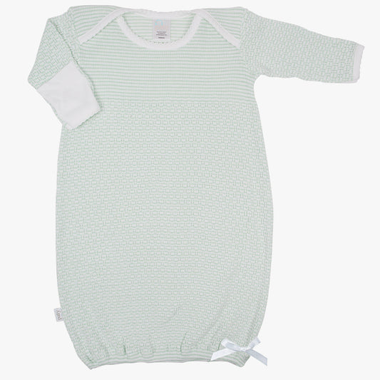 Mint Solid Stripe, Overlap Shoulder Gown