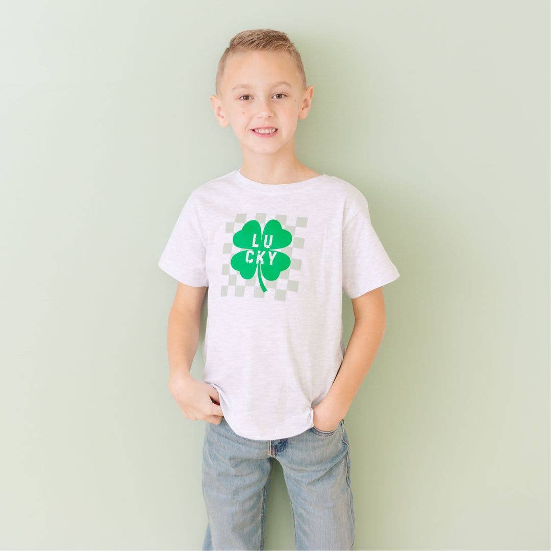 Lucky Shamrock Checkered St. Patrick's Day Short Sleeve T-Shirt