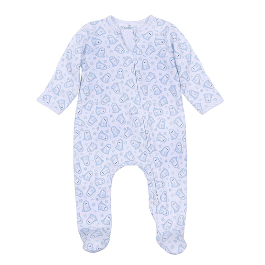 My Little Boo Light Blue Print Zip Footie
