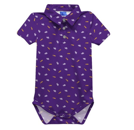 Lsu repeat logo polo onsie