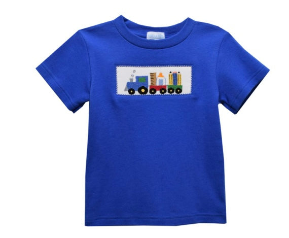 Back to school royal blue train shirt